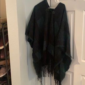 Plaid poncho